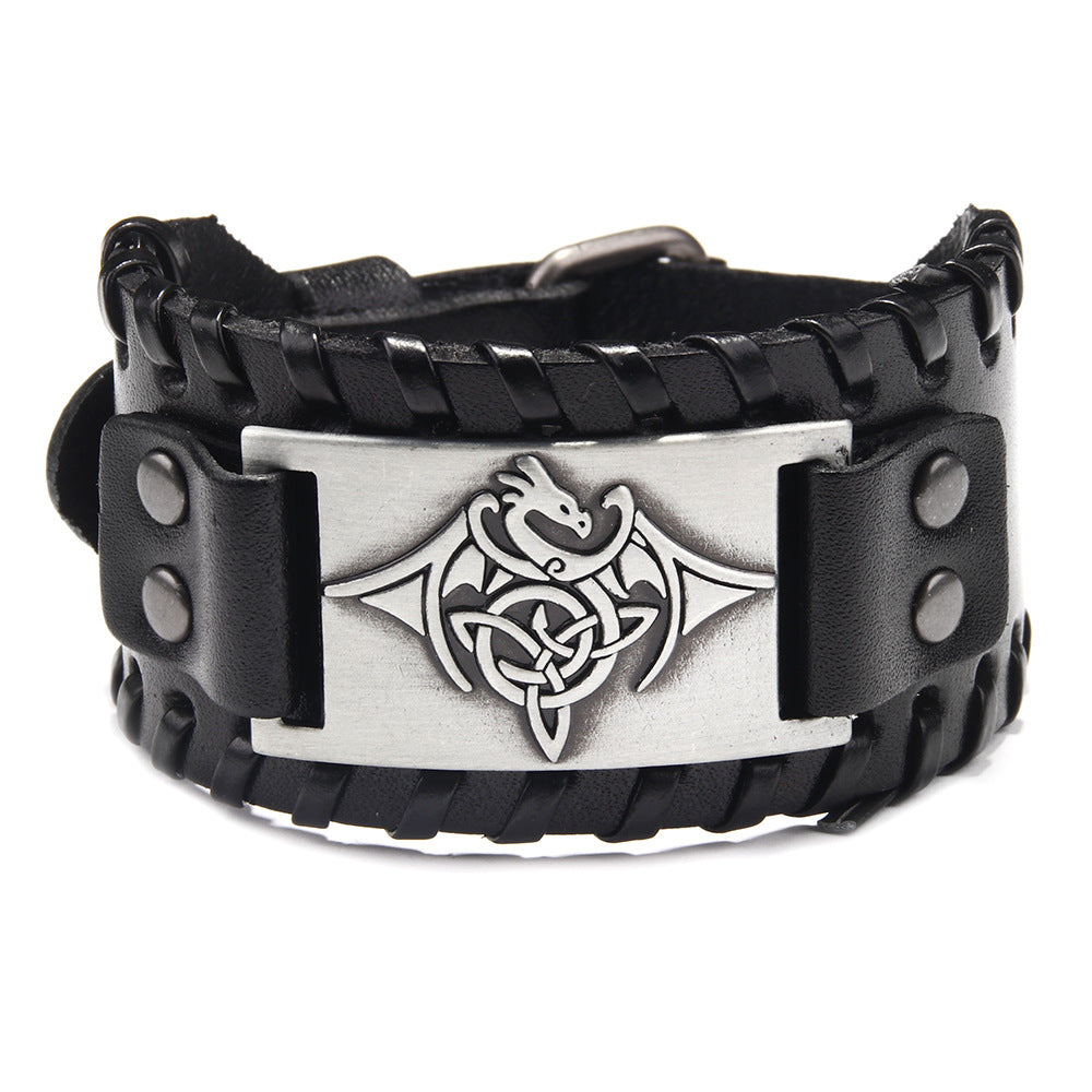 New Foreign Trade European and American Rivet Chain Punk Jewelry Cowhide Bracelet Women's Round Hole Middle Zipper Wide Leather Jewelry