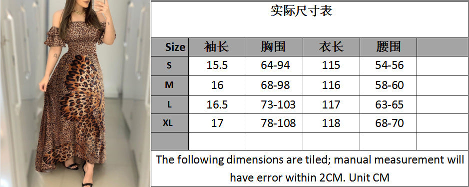 European and American dress off-shoulder wrapped chest butterfly printed waist large pendulum evening dress lotus leaf sleeve Amazon dress wholesale