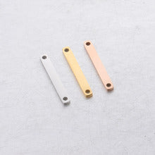 Spot Mirror Stainless Steel Rectangular Double Hole Connector Geometric Glossy Tag Can Be Engraved 1.5*6*35mm