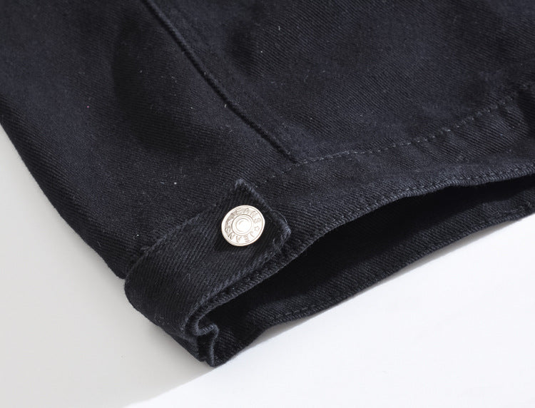 Trendy men's spring/summer autumn black Denim vest trendy cool rivet plus size vest Korean style personalized vest waistcoat