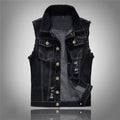 Men's Large Size Black Denim Vest Foreign Trade Men's Vest Vest Ripped Vest Men's Korean Version