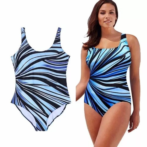 Cross-border new European and American women's one-piece swimsuit plus size plus fat gradient rainbow strip AliExpress bikini swimsuit