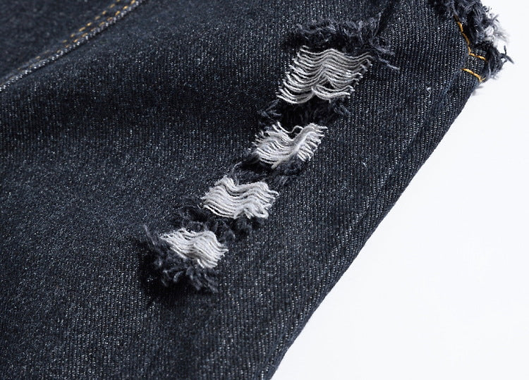 Men's Large Size Black Denim Vest Foreign Trade Men's Vest Vest Ripped Vest Men's Korean Version