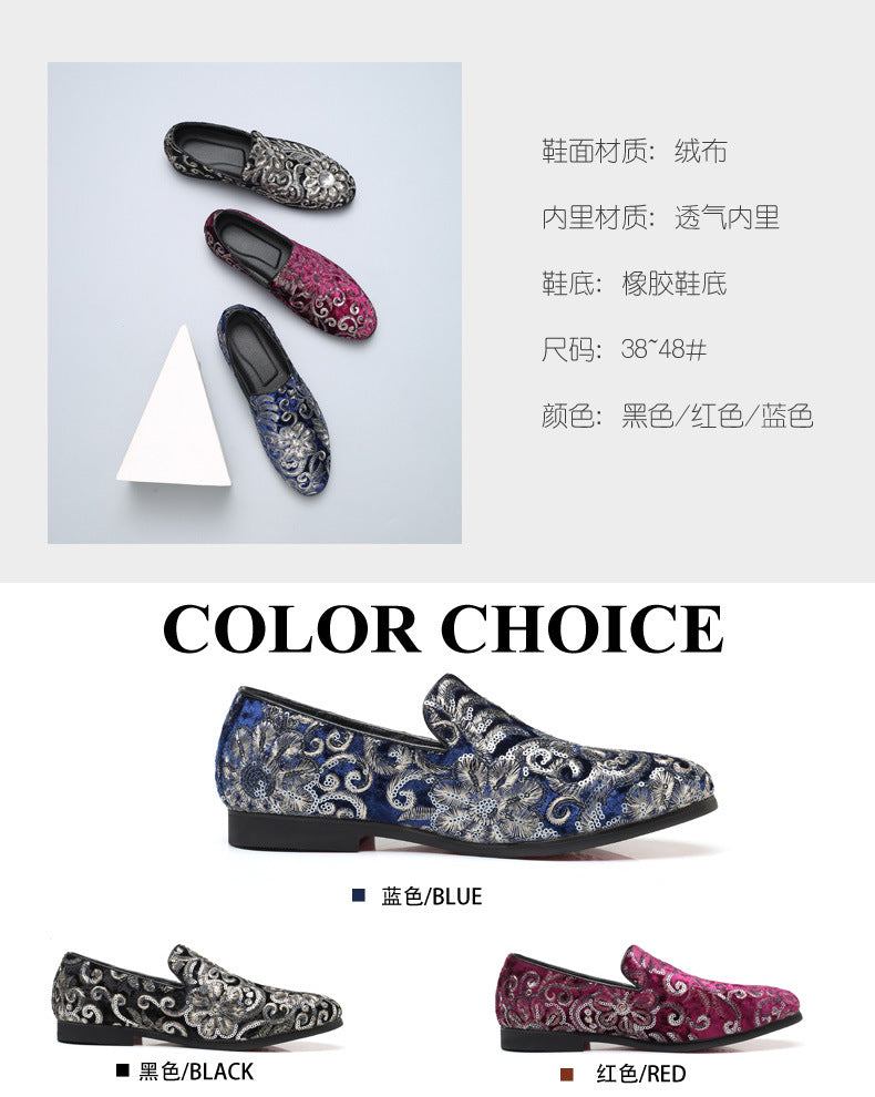 2025 New Large Size Men's Casual Fashion Sequined Shoes Slip-On Shoes Peas Shoes Casual and Easiest for Match