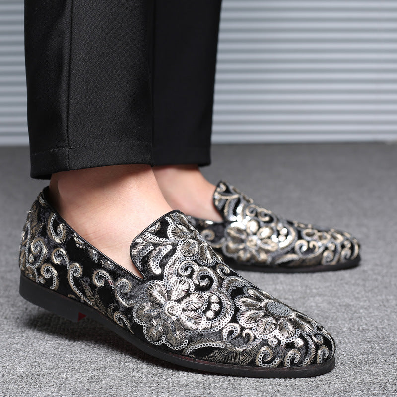 2025 New Large Size Men's Casual Fashion Sequined Shoes Slip-On Shoes Peas Shoes Casual and Easiest for Match