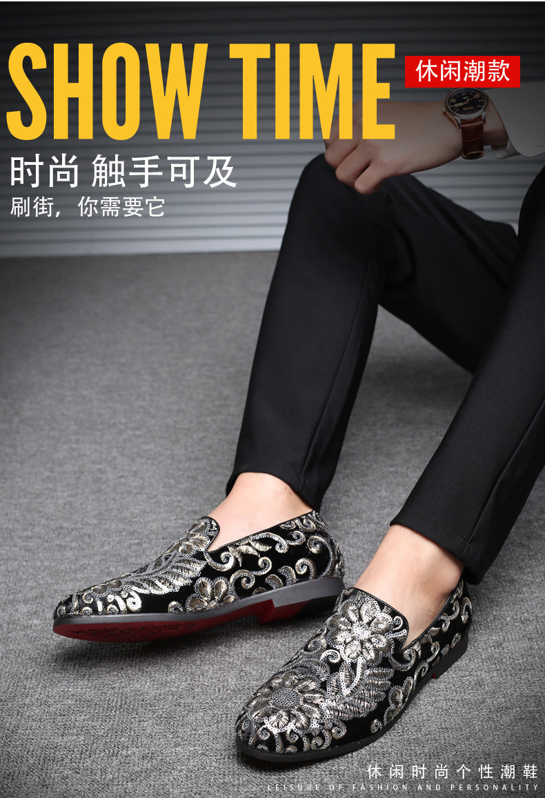 2025 New Large Size Men's Casual Fashion Sequined Shoes Slip-On Shoes Peas Shoes Casual and Easiest for Match
