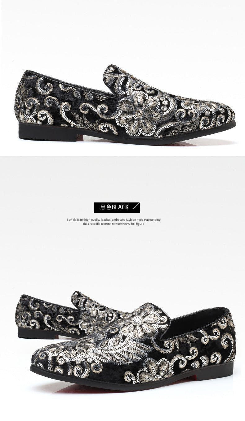 2025 New Large Size Men's Casual Fashion Sequined Shoes Slip-On Shoes Peas Shoes Casual and Easiest for Match