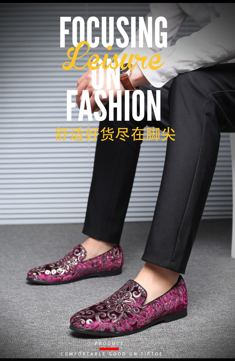 2025 New Large Size Men's Casual Fashion Sequined Shoes Slip-On Shoes Peas Shoes Casual and Easiest for Match