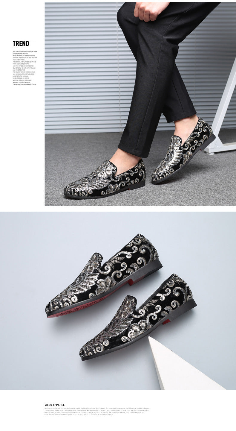 2025 New Large Size Men's Casual Fashion Sequined Shoes Slip-On Shoes Peas Shoes Casual and Easiest for Match