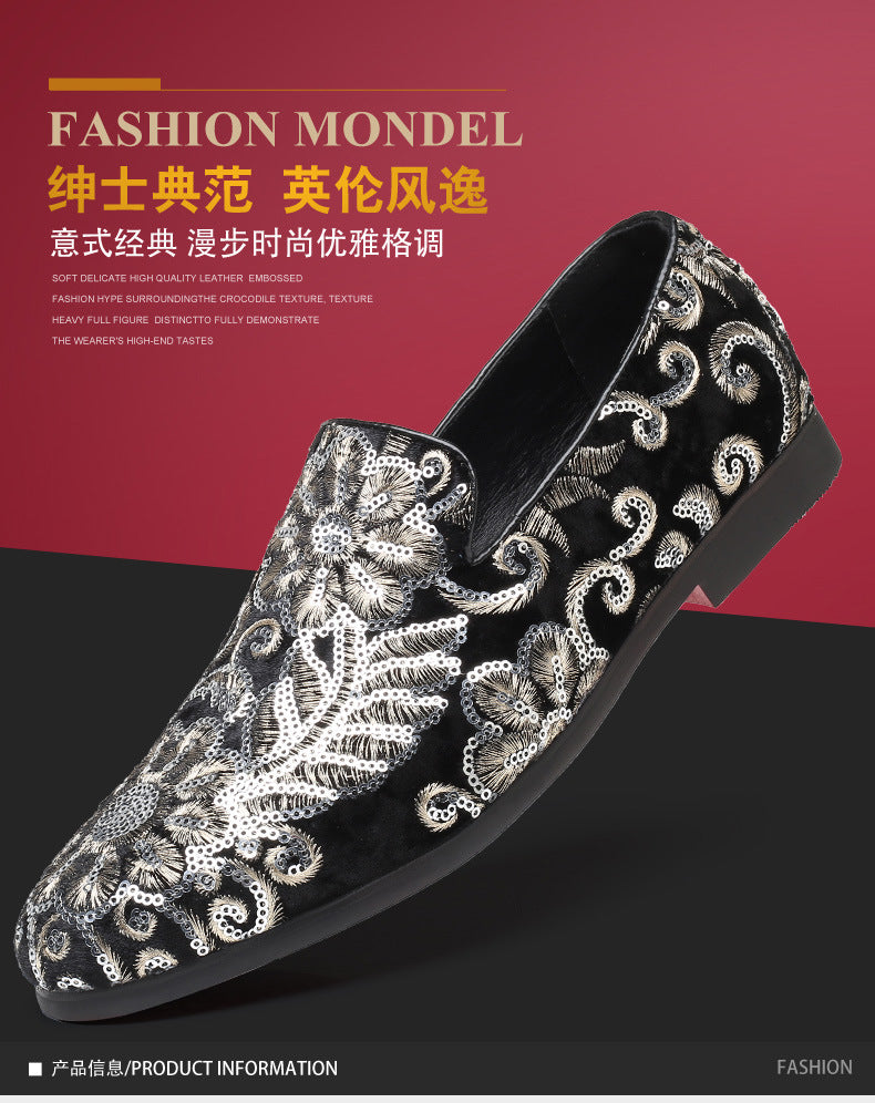 2025 New Large Size Men's Casual Fashion Sequined Shoes Slip-On Shoes Peas Shoes Casual and Easiest for Match