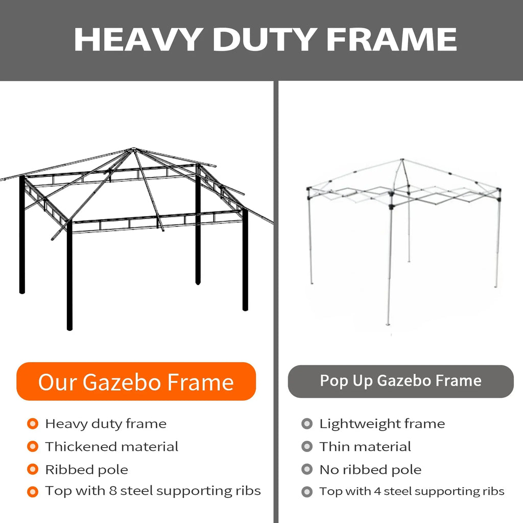3*3M Patent Construction Arched Legs & Polyester Dome Top Patio Gazebo for Garden