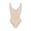 Bodysuit Gainant Femme Col V – Fermeture Éclair Invisible, Sans Couture, Slim