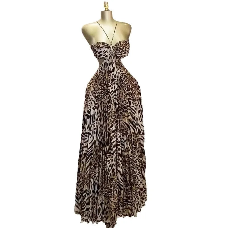 European and American Women's Fashion 2026 Summer New Sweet and Fresh Strapless Tie-Waist Pleated Oversized Dress