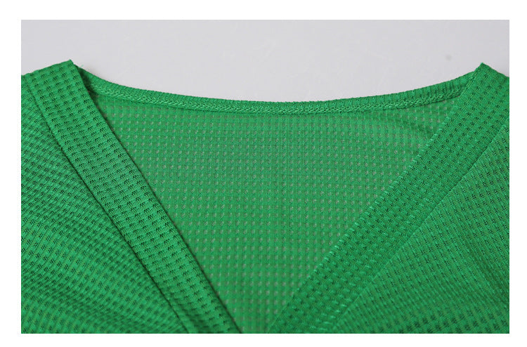 European 2024 Summer New Design Niche V-neck Bead Short-sleeved T-shirt Women's Slim-fit All-match Ins Top