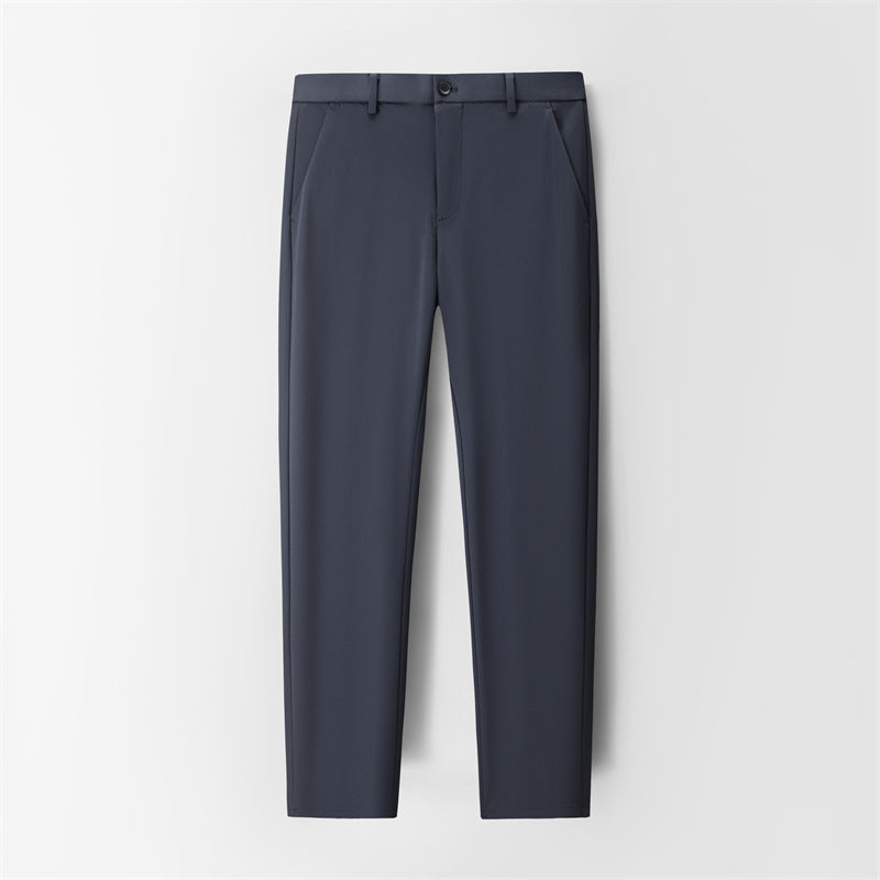 Men's Casual Pants with Mulberry Silk, Ice-Feel Business Commuter Trousers, Summer New High-End Wrinkle-Free Straight-Leg Pants