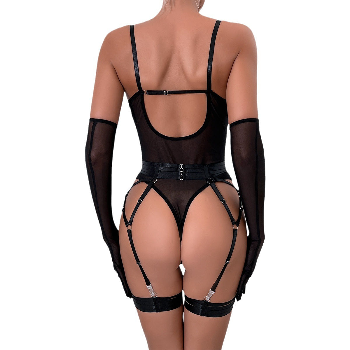 Lingerie Sexy Trois Pièces Dentelle avec Gants – Bralette, Culotte & Gants