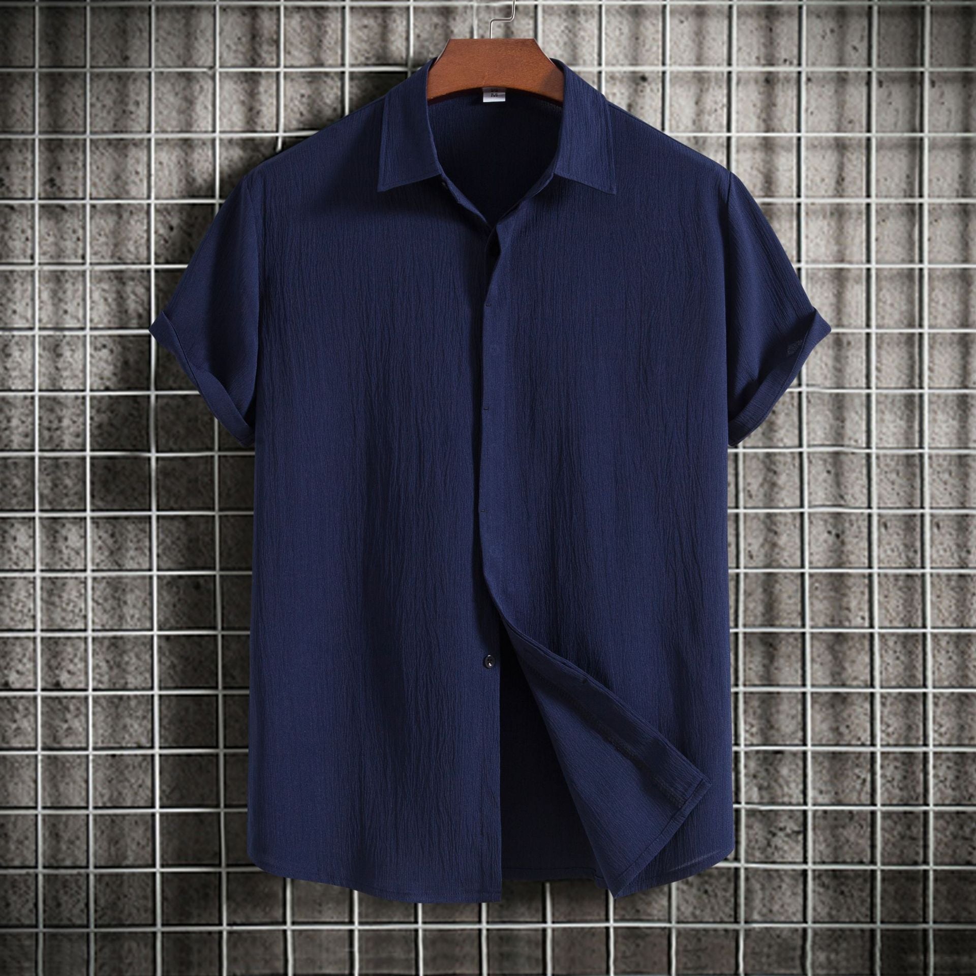 Chemise Homme Manches Courtes Couleur Unie – Casual, Respirante, Été 2025