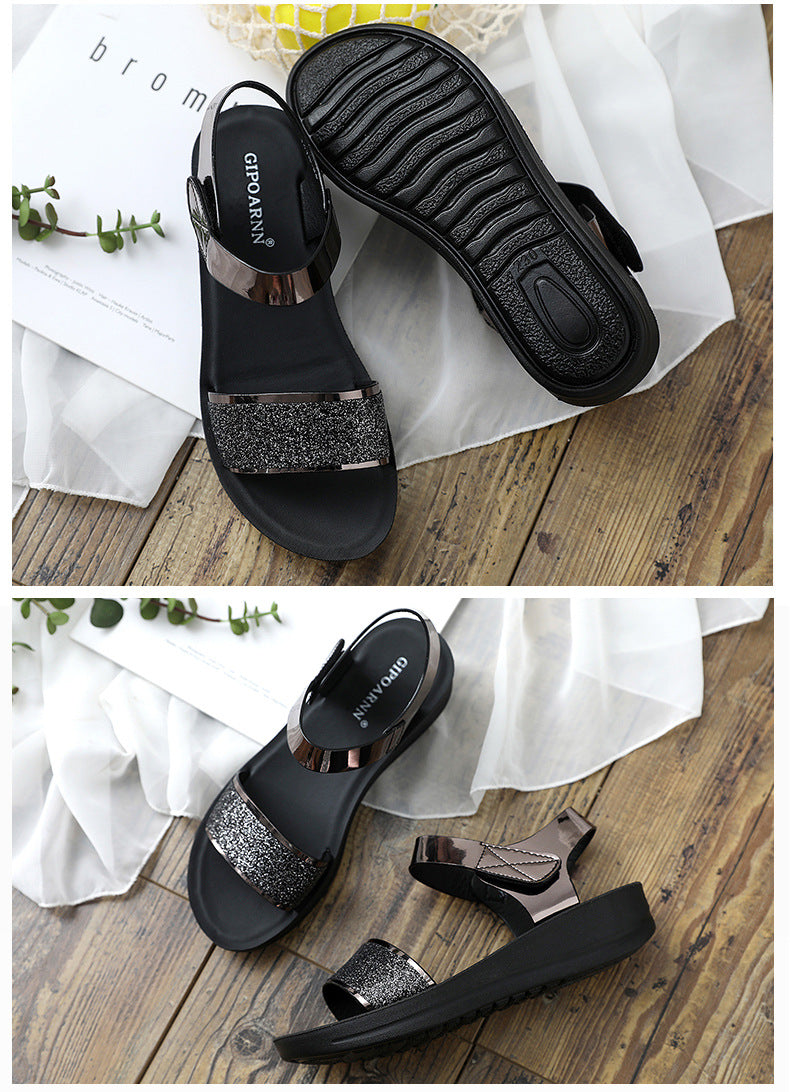 Sandales Femme Confortables Été – Semelle Épaisse, Talon Moyen, Velcro