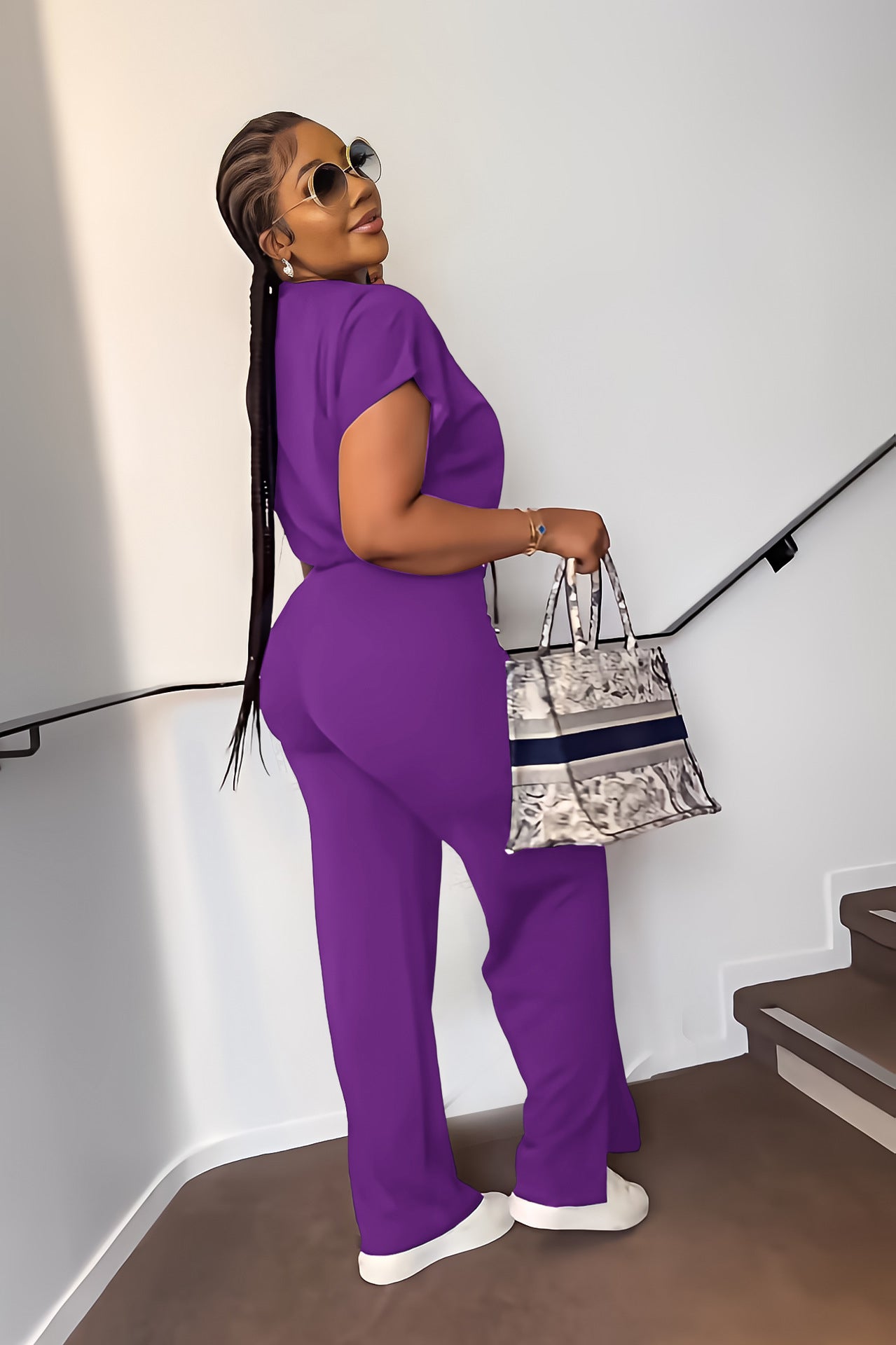 Ensemble Deux Pièces Femme – Top Cordon & Pantalon Taille Haute Fendu, Été