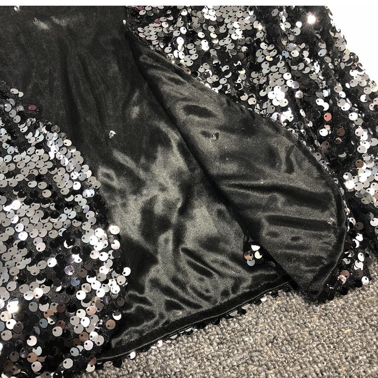 European Station All-match Short Edition Sequins Small Suit BINGBING Beaded Waistcoat Jazz Performance Suit