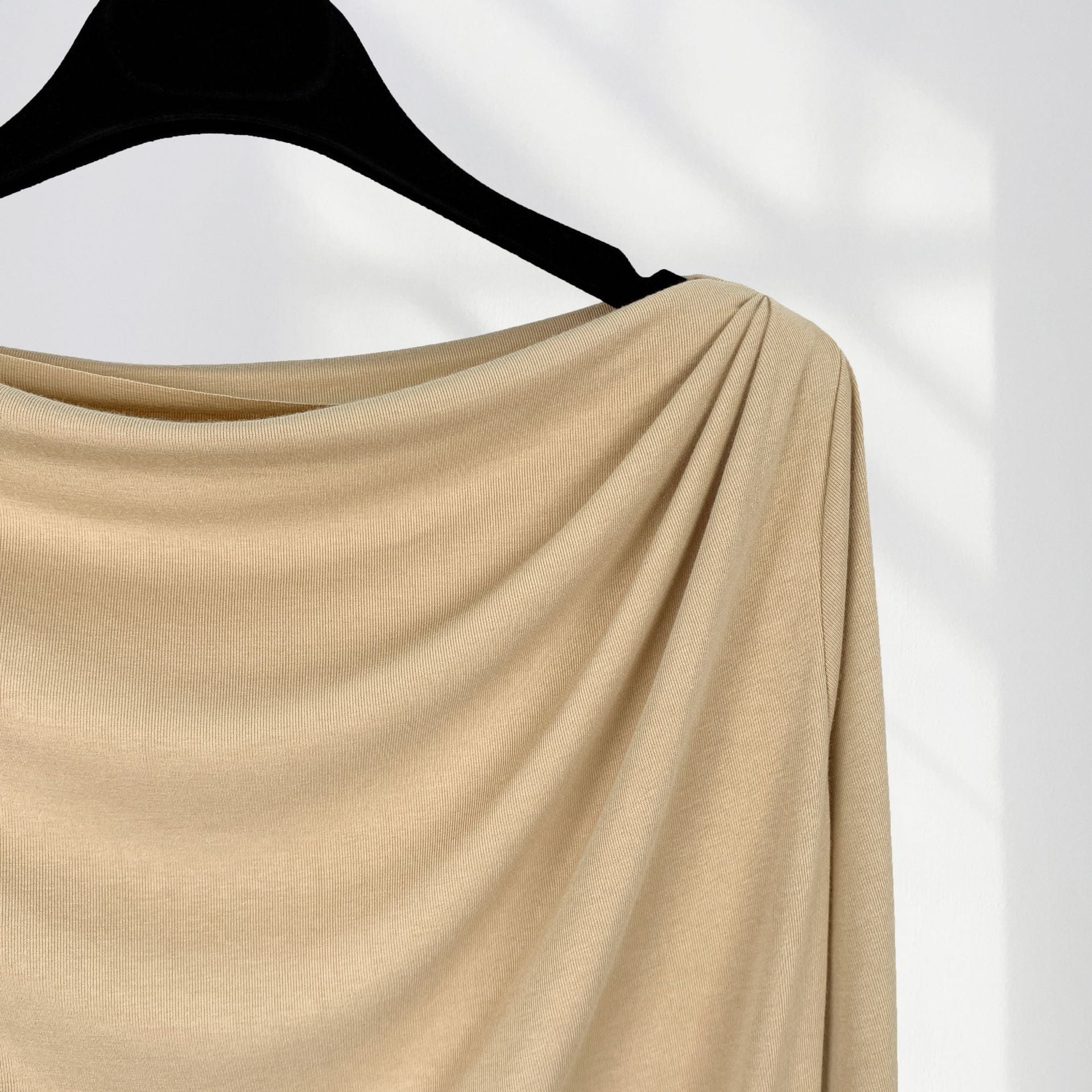 T-Shirt Femme Épaules Dénudées Manches Longues – Modal Doux, Coupe Ample