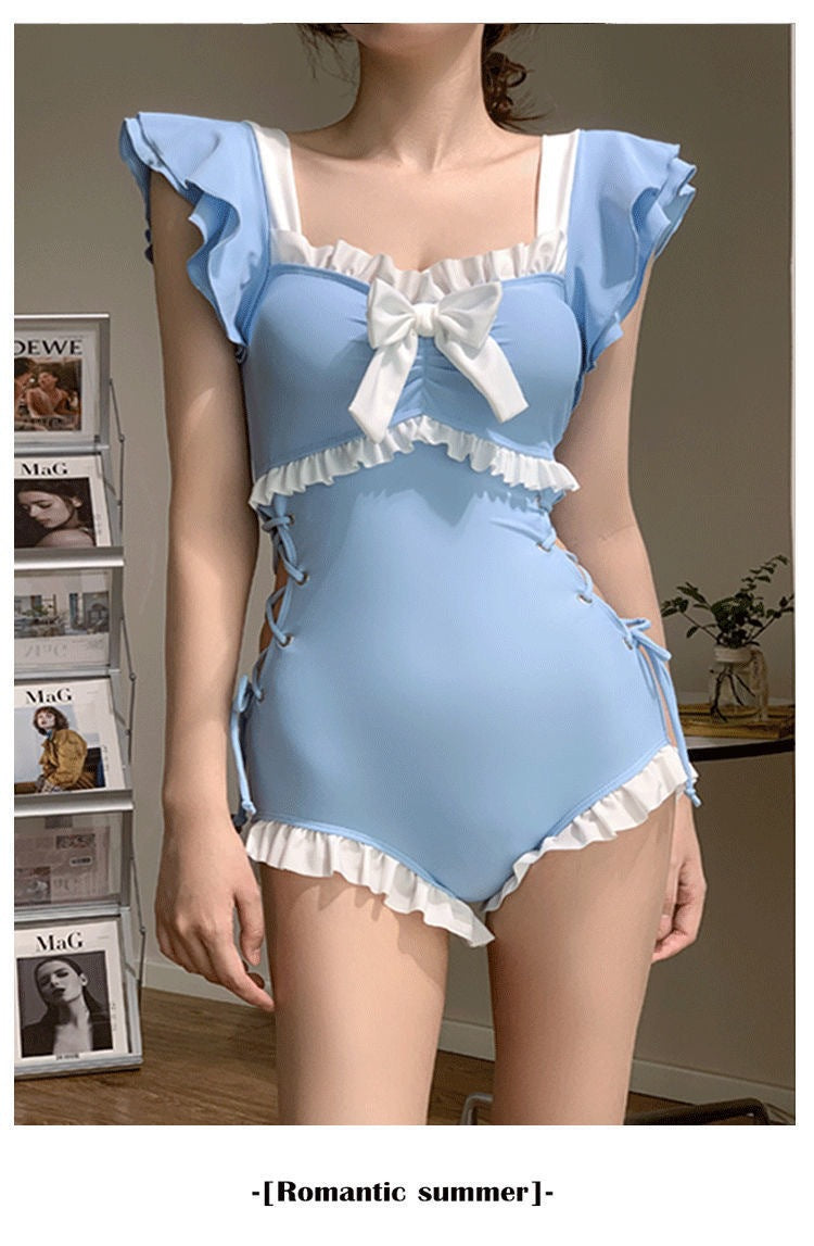 Korean Style Swimsuit Female One-Piece Cute Girl Conservative Belly-Covering Slimming Look Ins Style 2025 New Resort Hot Spring Swimsuit