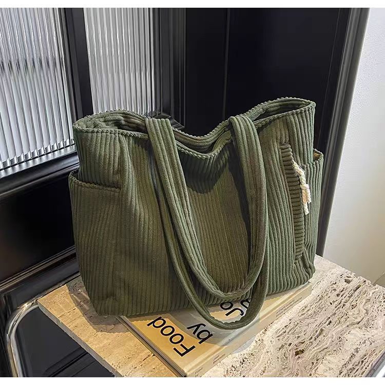 Sac Cabas Velours Côtelé Femme Grande Capacité – Tote Bag Casual Tendance