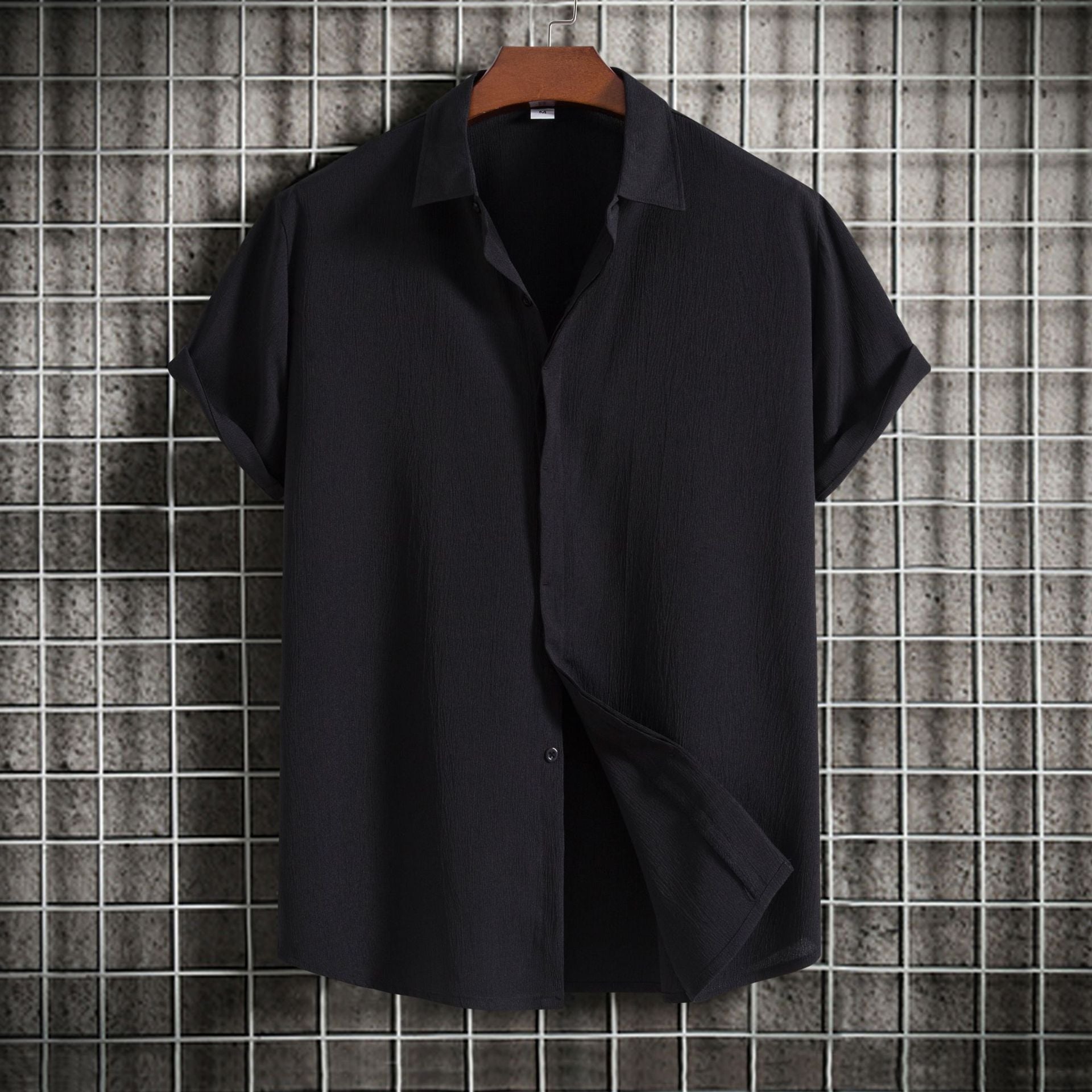 Chemise Homme Manches Courtes Couleur Unie – Casual, Respirante, Été 2025