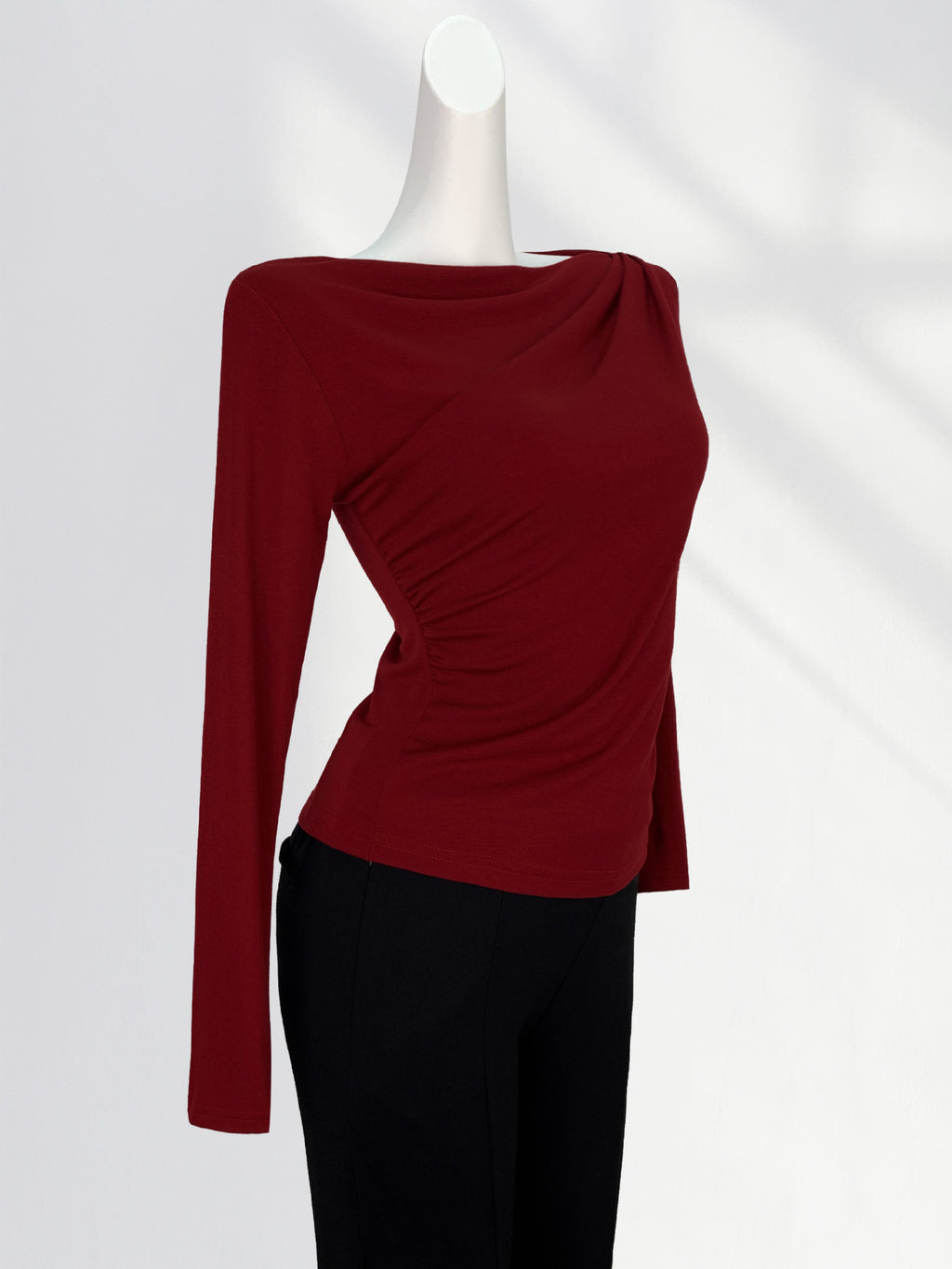 T-Shirt Femme Épaules Dénudées Manches Longues – Modal Doux, Coupe Ample