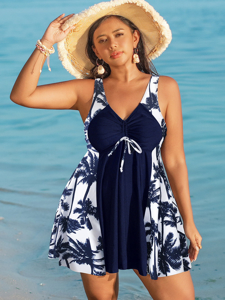 New European and American Style Plus-Size Women's Swimsuit, Conservative Two-Piece Swimwear, in Stock
