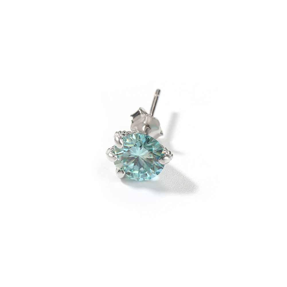 Light Luxury All-match S925 Silver Moissanite Dragon Claw Earrings for Men and Women with High-end Sense Instagram Style Fashionable Distinctive Earrings