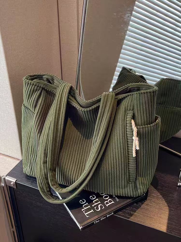 Sac Cabas Velours Côtelé Femme Grande Capacité – Tote Bag Casual Tendance