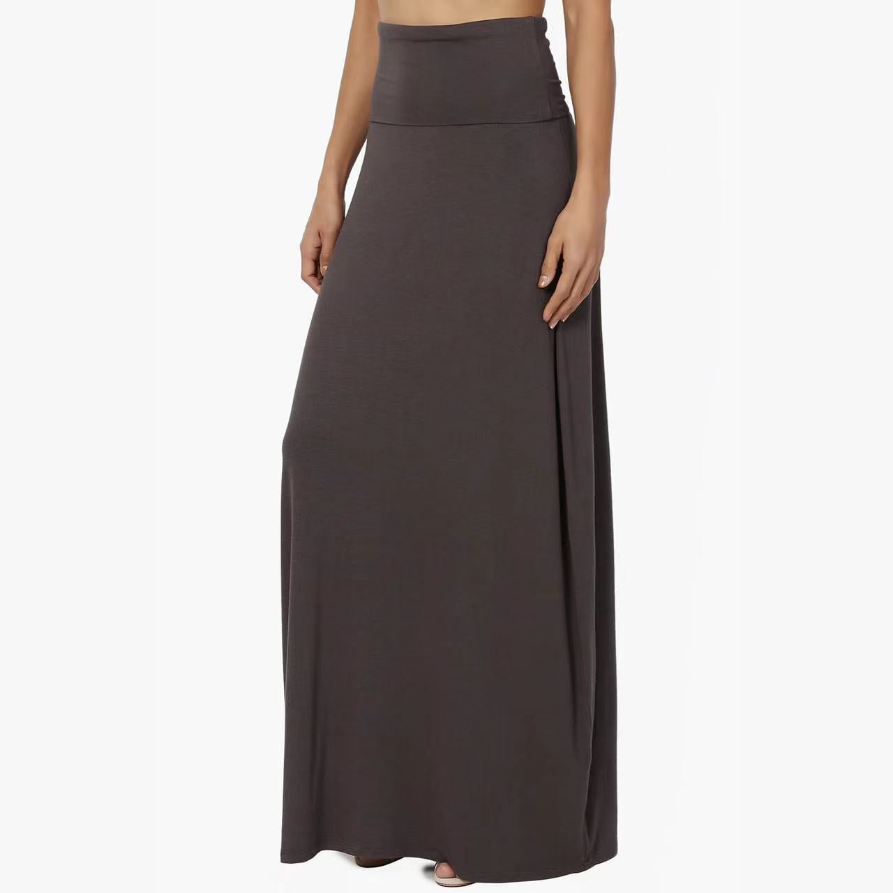 Jupe Longue Taille Haute Femme – Coton Confortable, Style Casual Élégant
