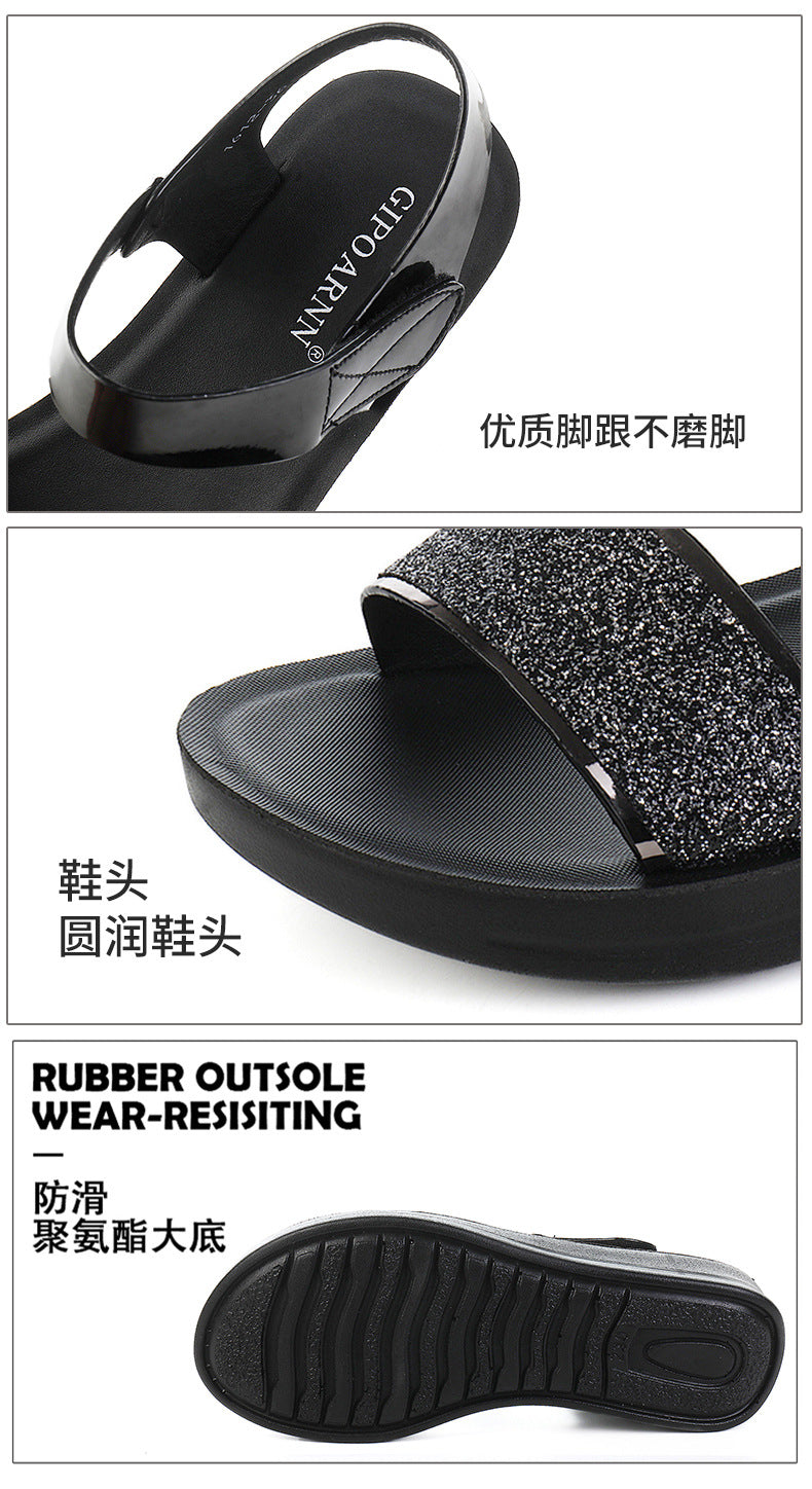 Sandales Femme Confortables Été – Semelle Épaisse, Talon Moyen, Velcro
