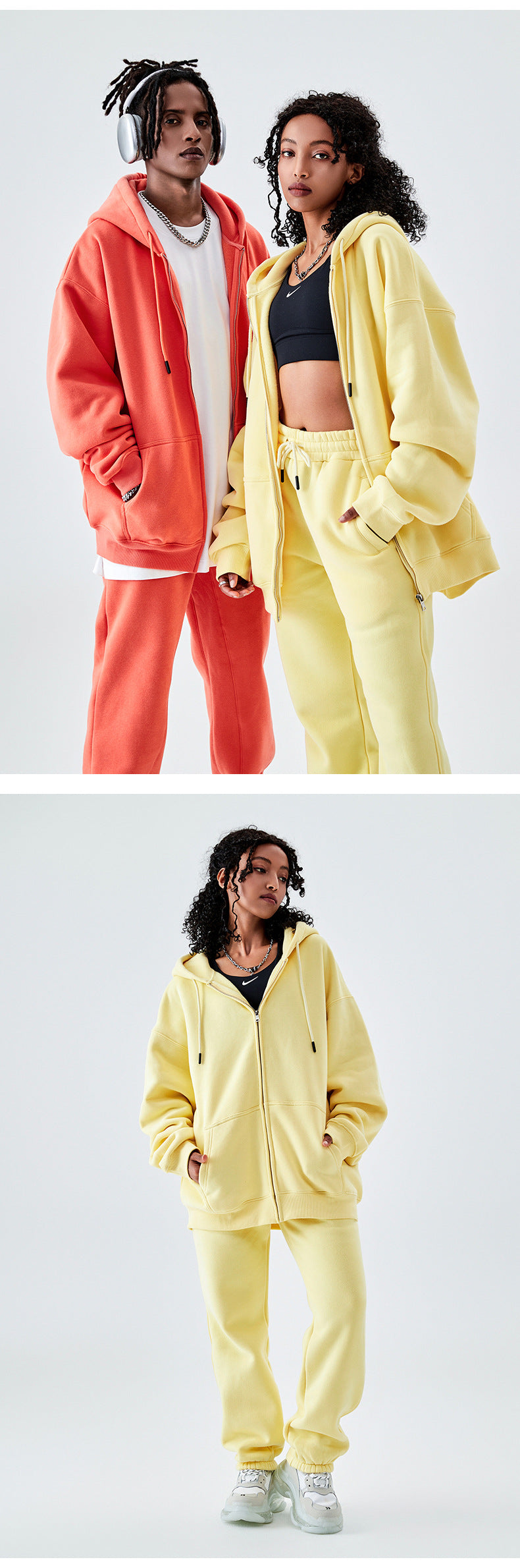 Tilani Men's Sweatshirt Cross-Border Casual Sports Suit Fashionable Pure Color Sweatshirt for Men and Women Simple Zipper Hoodie