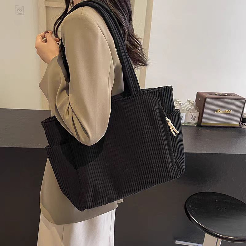 Sac Cabas Velours Côtelé Femme Grande Capacité – Tote Bag Casual Tendance