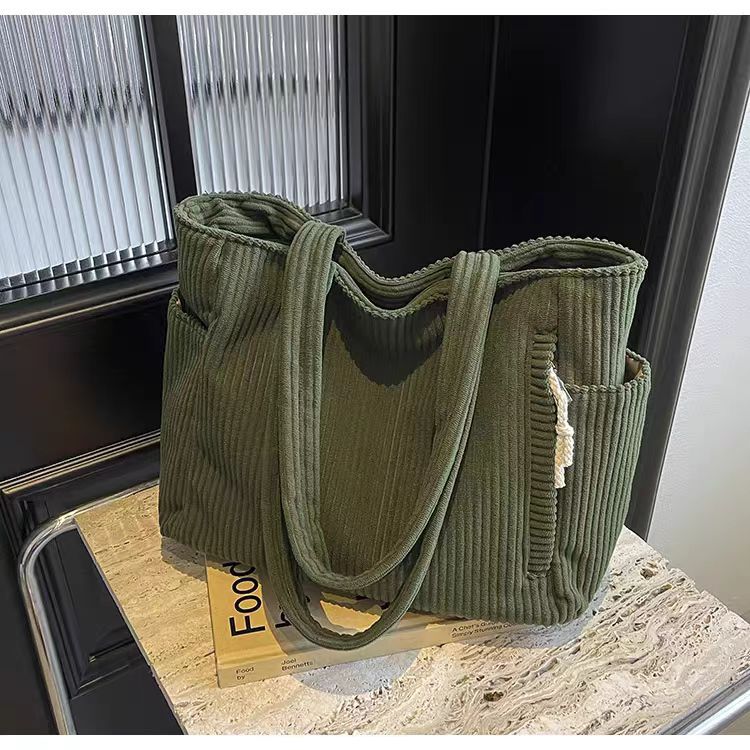 Sac Cabas Velours Côtelé Femme Grande Capacité – Tote Bag Casual Tendance