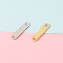 Spot Mirror Stainless Steel Rectangular Double Hole Connector Geometric Glossy Tag Can Be Engraved 1.5*6*35mm
