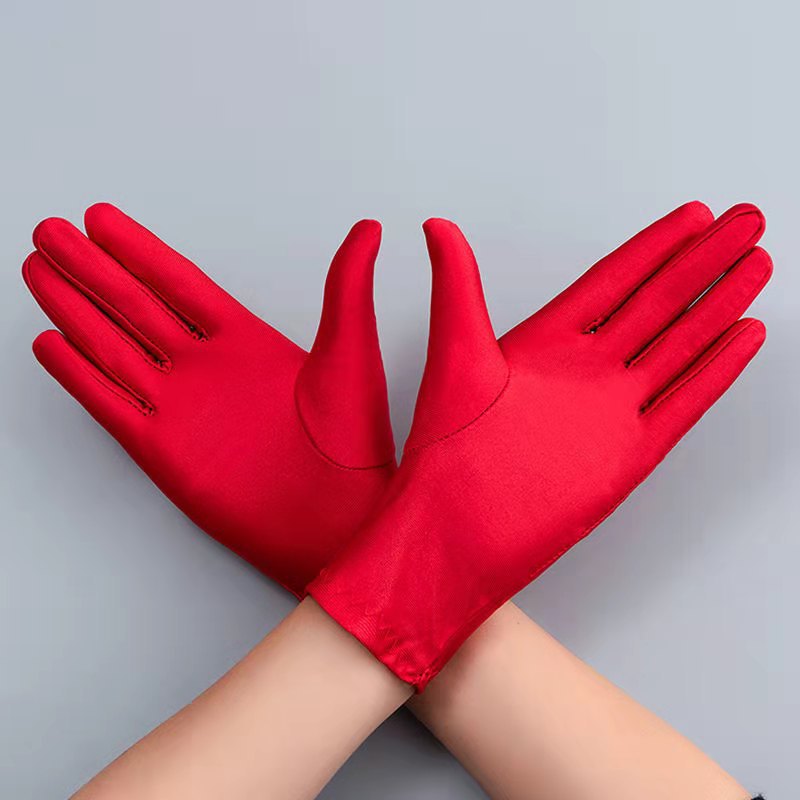 Spandex Gloves Spring and Summer White Ceremonial Thin Short Elastic Gloves for Men and Women Tight White Gloves Jewelry Gloves