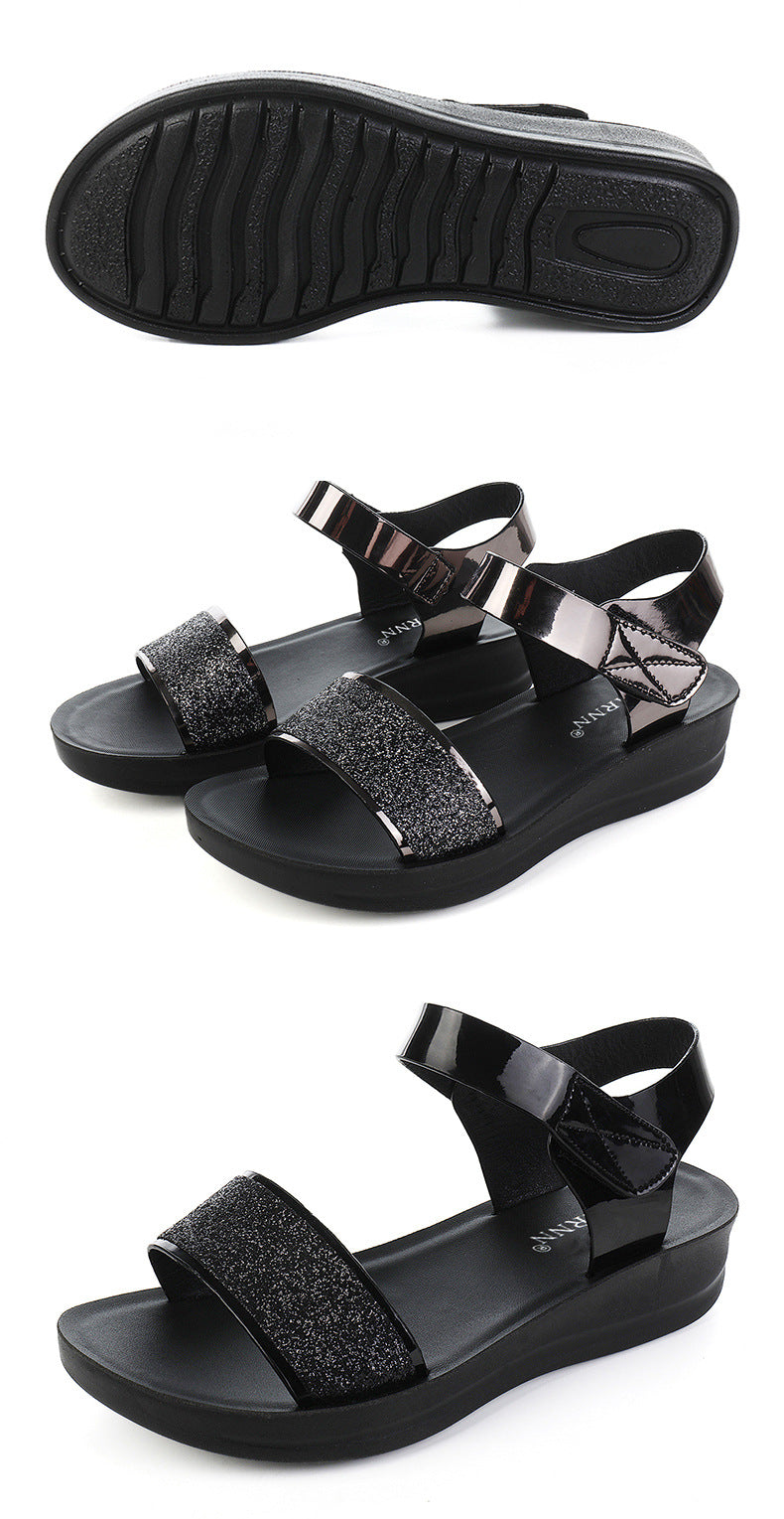 Sandales Femme Confortables Été – Semelle Épaisse, Talon Moyen, Velcro