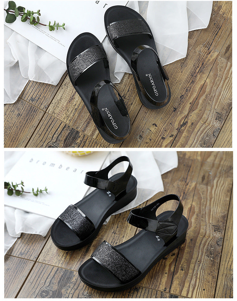 Sandales Femme Confortables Été – Semelle Épaisse, Talon Moyen, Velcro