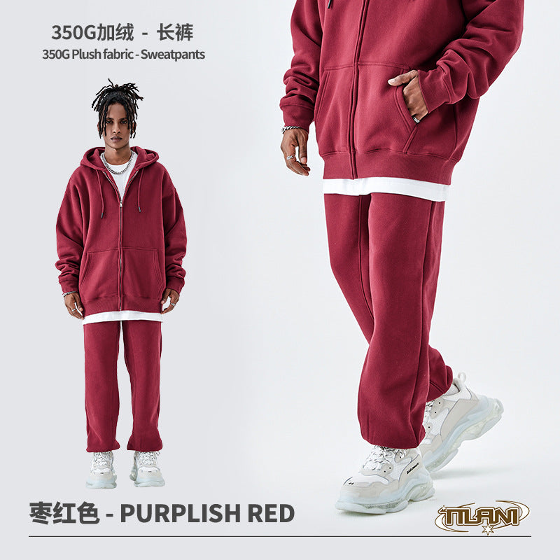 Ensemble Jogging Sweat Zippé Capuche Couleur Unie – Homme & Femme, Casual Sport