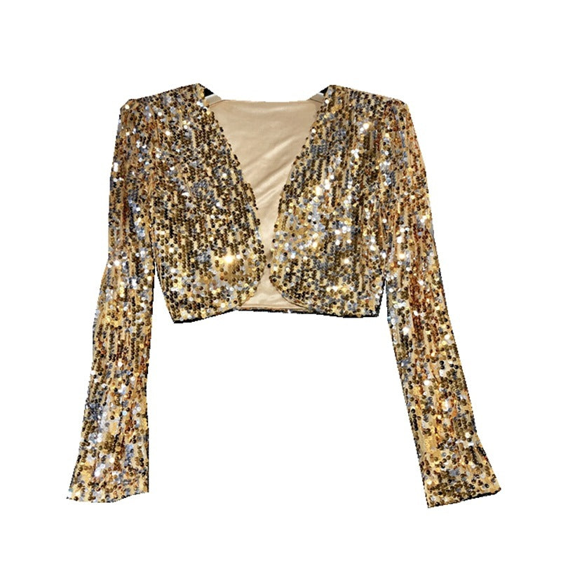 European Station All-match Short Edition Sequins Small Suit BINGBING Beaded Waistcoat Jazz Performance Suit
