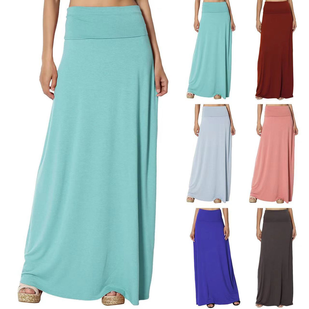 Jupe Longue Taille Haute Femme – Coton Confortable, Style Casual Élégant