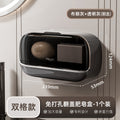 Double-compartment Soap Box Flip Cover Non-perforated Wall-mounted Draining Soap Box Bathroom Household High-end Light Luxury Storage Box