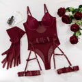 Europe and the United States cross-border AliExpress fully managed hot sexy underwear strap stitching slim fit with gloves three-piece in stock