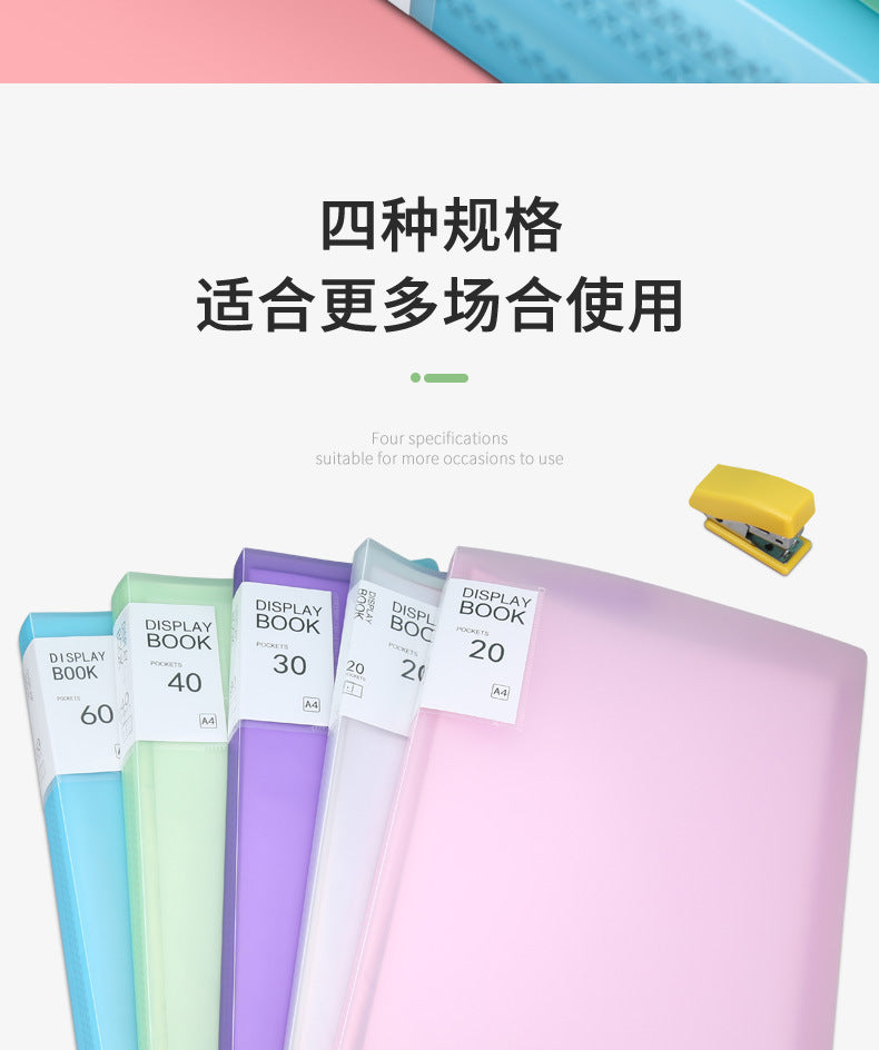 Chemise Porte-Documents A4 Transparente – Couleurs Bonbon, 20 à 100 Pages