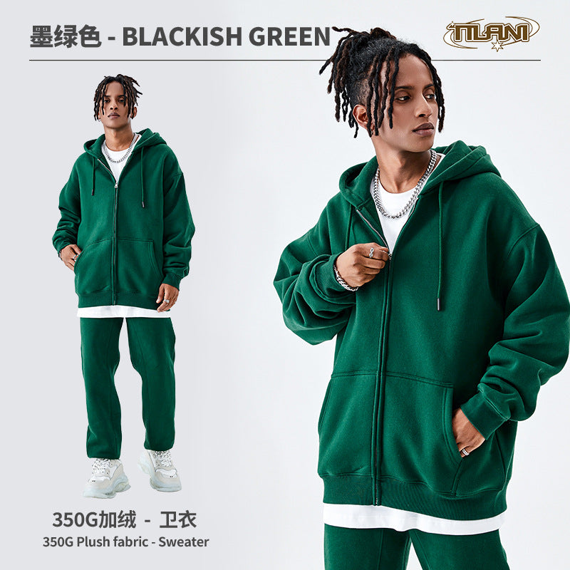 Ensemble Jogging Sweat Zippé Capuche Couleur Unie – Homme & Femme, Casual Sport