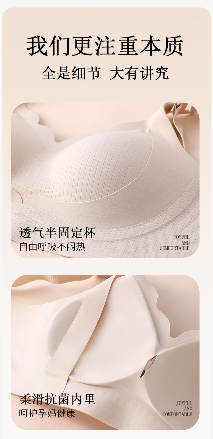 Pregnant Women's Breastfeeding Underwear Gather-up Anti-sagging Pregnancy Lactation Period Non-rims Gathering Para-lactation Postpartum Feeding Bra Thin