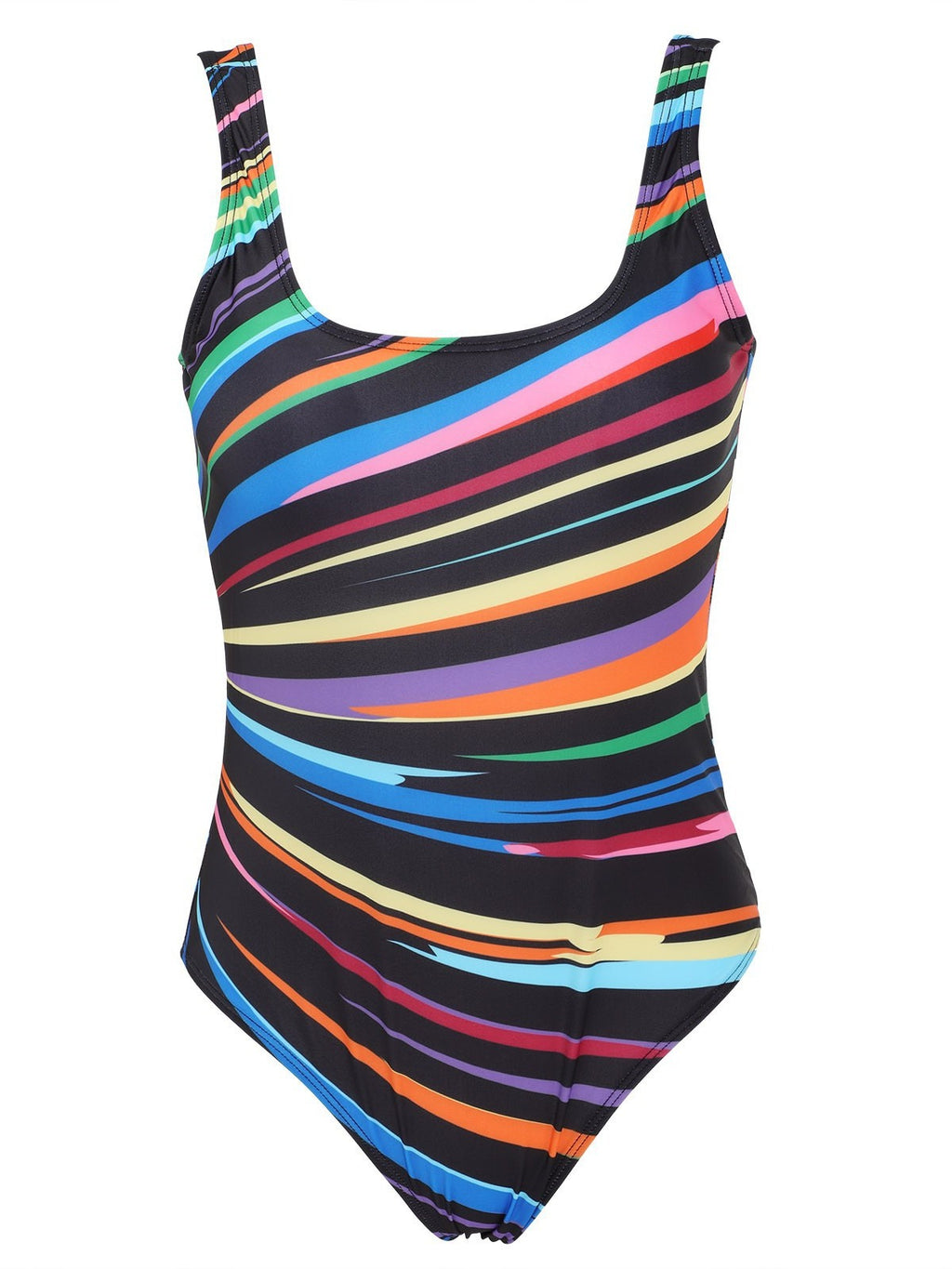 Cross-border new European and American women's one-piece swimsuit plus size plus fat gradient rainbow strip AliExpress bikini swimsuit